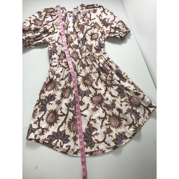 A.L.C. Adelaide Puff Sleeve Short Dress Cotton Poplin Sunflower Mini - Picture 8 of 9